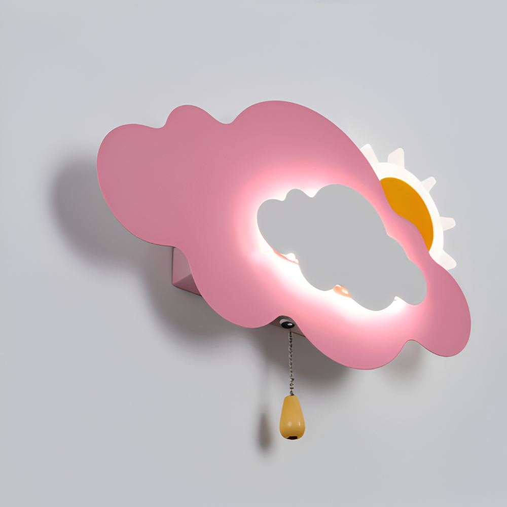 SkyGlow – Vägglampa med Moln och Sol för Barnrum – Mjuk LED-belysning för Lekfulla Drömmar