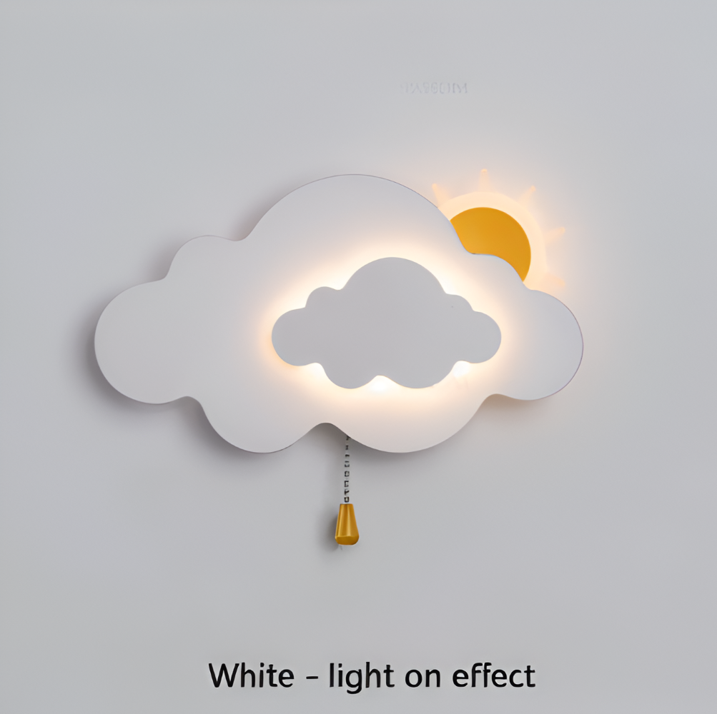 SkyGlow – Vägglampa med Moln och Sol för Barnrum – Mjuk LED-belysning för Lekfulla Drömmar