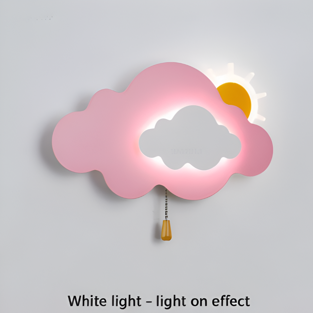 SkyGlow – Vägglampa med Moln och Sol för Barnrum – Mjuk LED-belysning för Lekfulla Drömmar