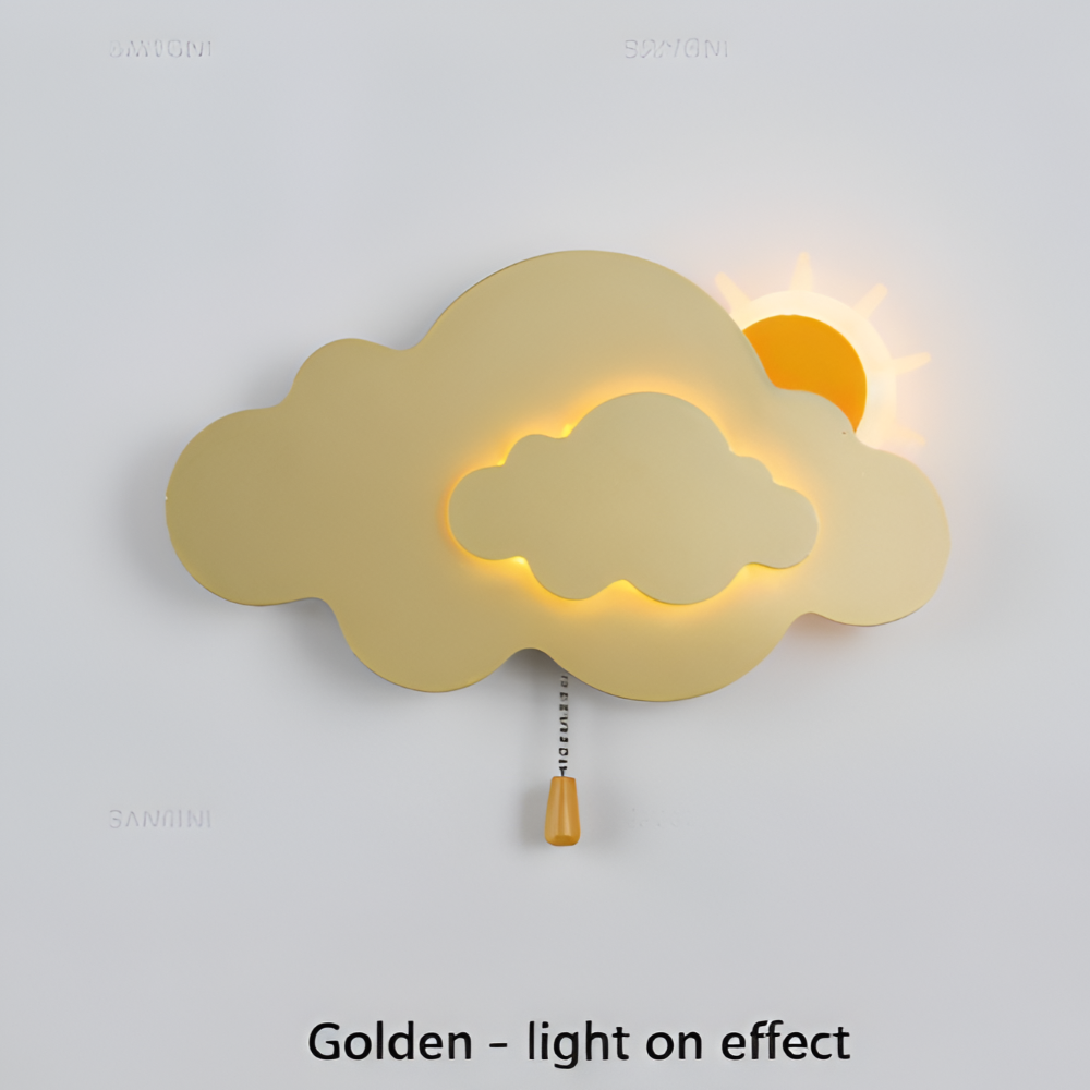 SkyGlow – Vägglampa med Moln och Sol för Barnrum – Mjuk LED-belysning för Lekfulla Drömmar