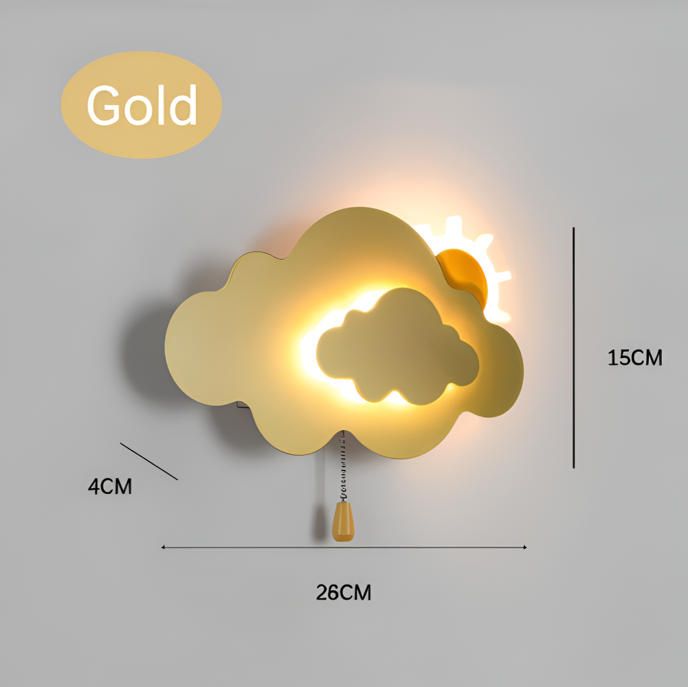 SkyGlow – Vägglampa med Moln och Sol för Barnrum – Mjuk LED-belysning för Lekfulla Drömmar
