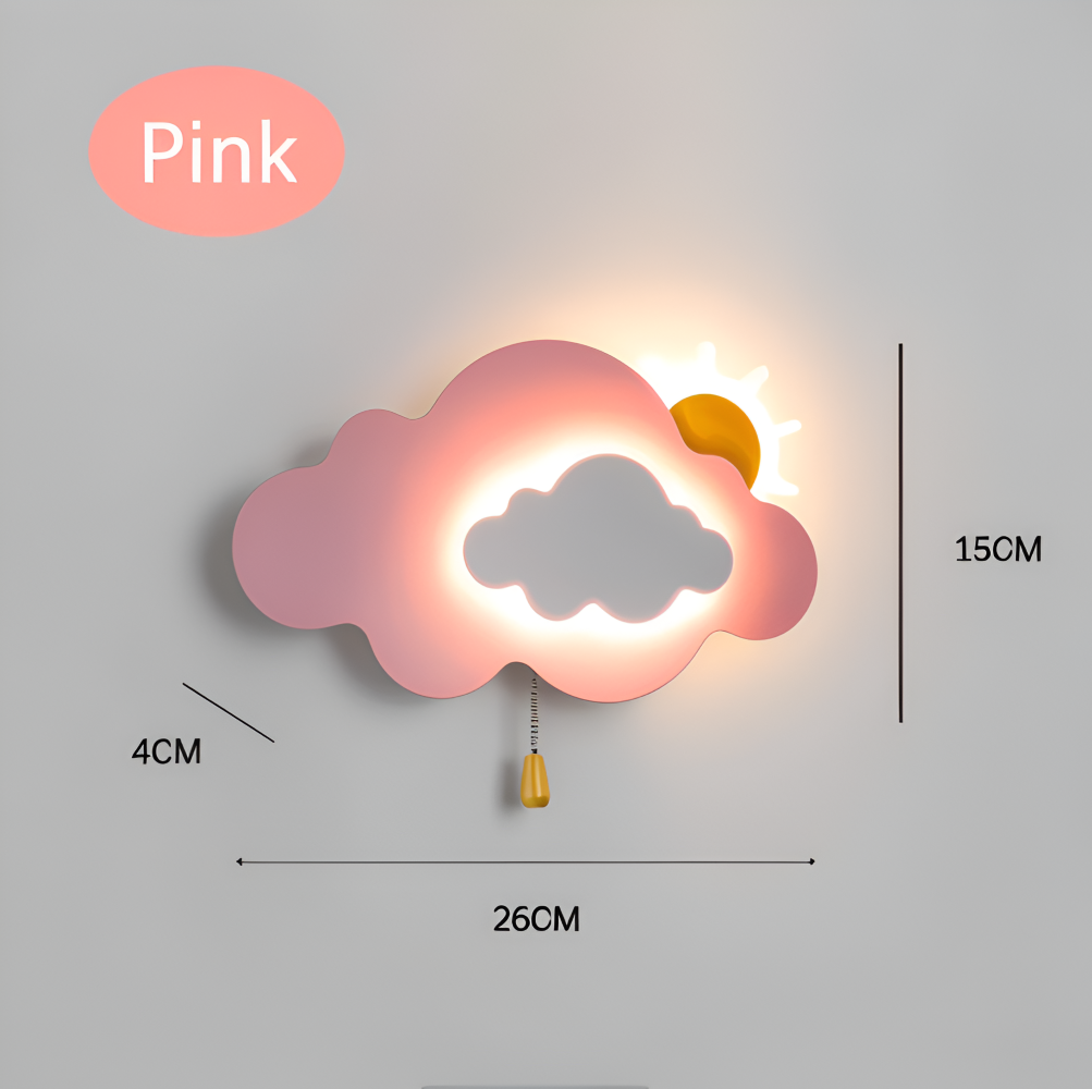 SkyGlow – Vägglampa med Moln och Sol för Barnrum – Mjuk LED-belysning för Lekfulla Drömmar