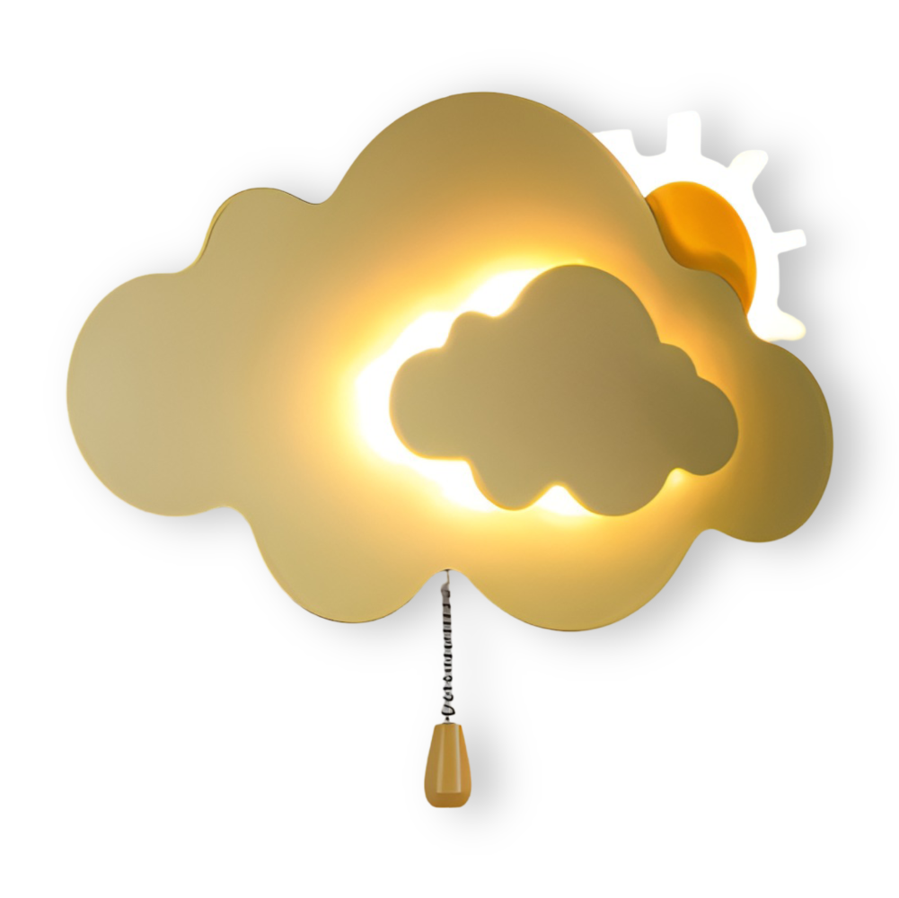 SkyGlow – Vägglampa med Moln och Sol för Barnrum – Mjuk LED-belysning för Lekfulla Drömmar