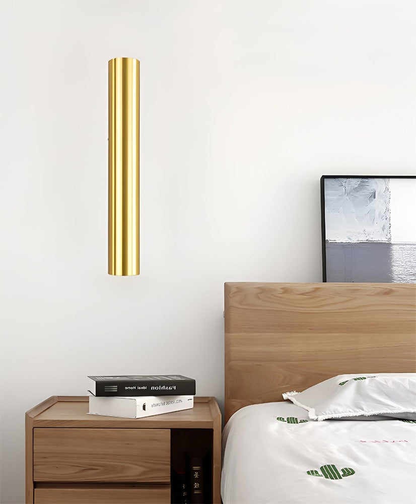 AluBeam – Dubbelt Huvud Vägglampa | Guld Cylinder Vägglampa med Upp- och Nedljus
