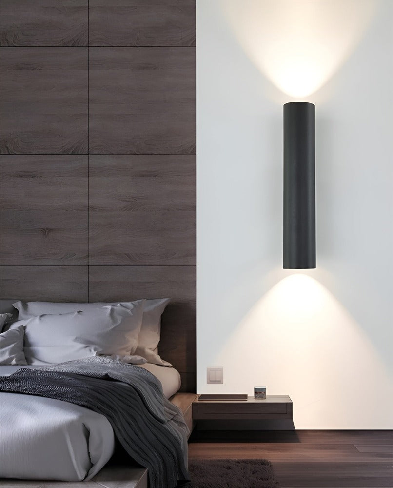 AluBeam – Dubbelt Huvud Vägglampa | Guld Cylinder Vägglampa med Upp- och Nedljus