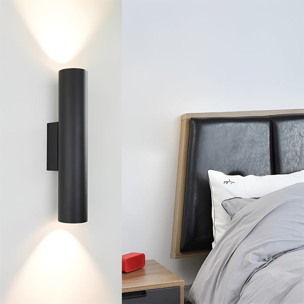 AluBeam – Dubbelt Huvud Vägglampa | Guld Cylinder Vägglampa med Upp- och Nedljus