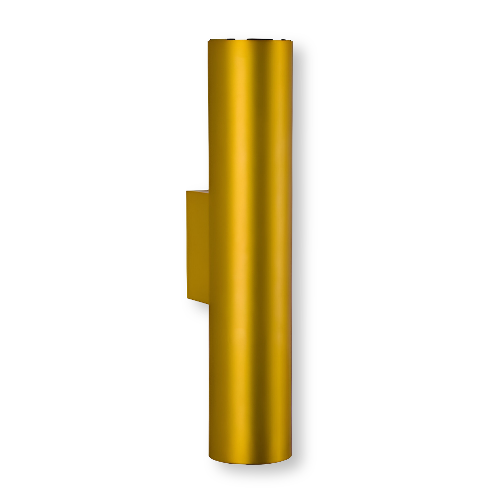 AluBeam – Dubbelt Huvud Vägglampa | Guld Cylinder Vägglampa med Upp- och Nedljus