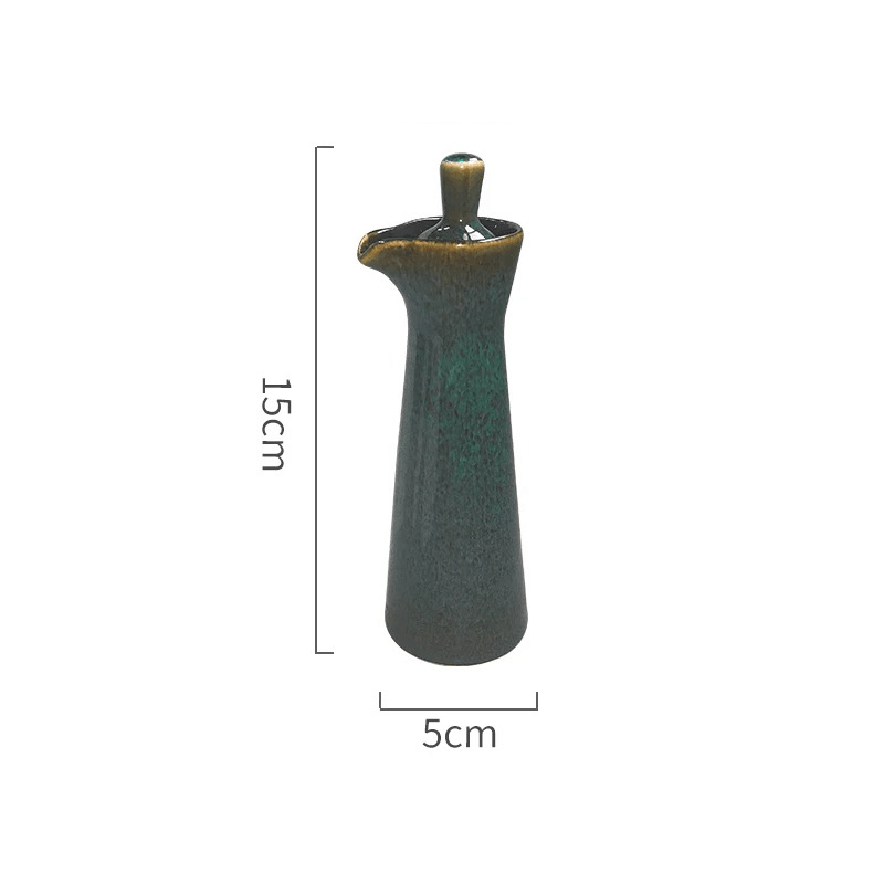 Keramisk olje- och vinägerflaska med reaktiv glasyr