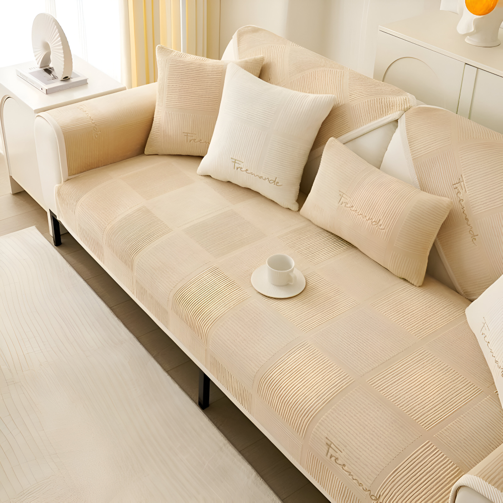 NordicHold Plush – Tjockt Antislipp Sofföverdrag i Elegant Polyesterdesign