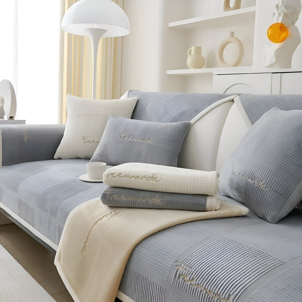 NordicHold Plush – Tjockt Antislipp Sofföverdrag i Elegant Polyesterdesign