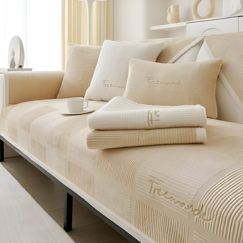 NordicHold Plush – Tjockt Antislipp Sofföverdrag i Elegant Polyesterdesign