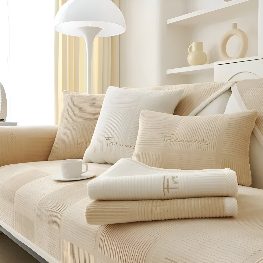 NordicHold Plush – Tjockt Antislipp Sofföverdrag i Elegant Polyesterdesign