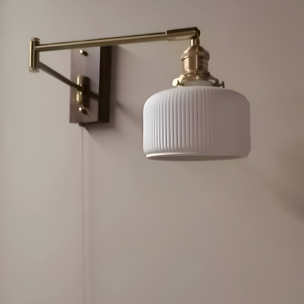 GlowLinn – Justerbar Keramisk Vägglampa med Dragkedja och Trädetaljer