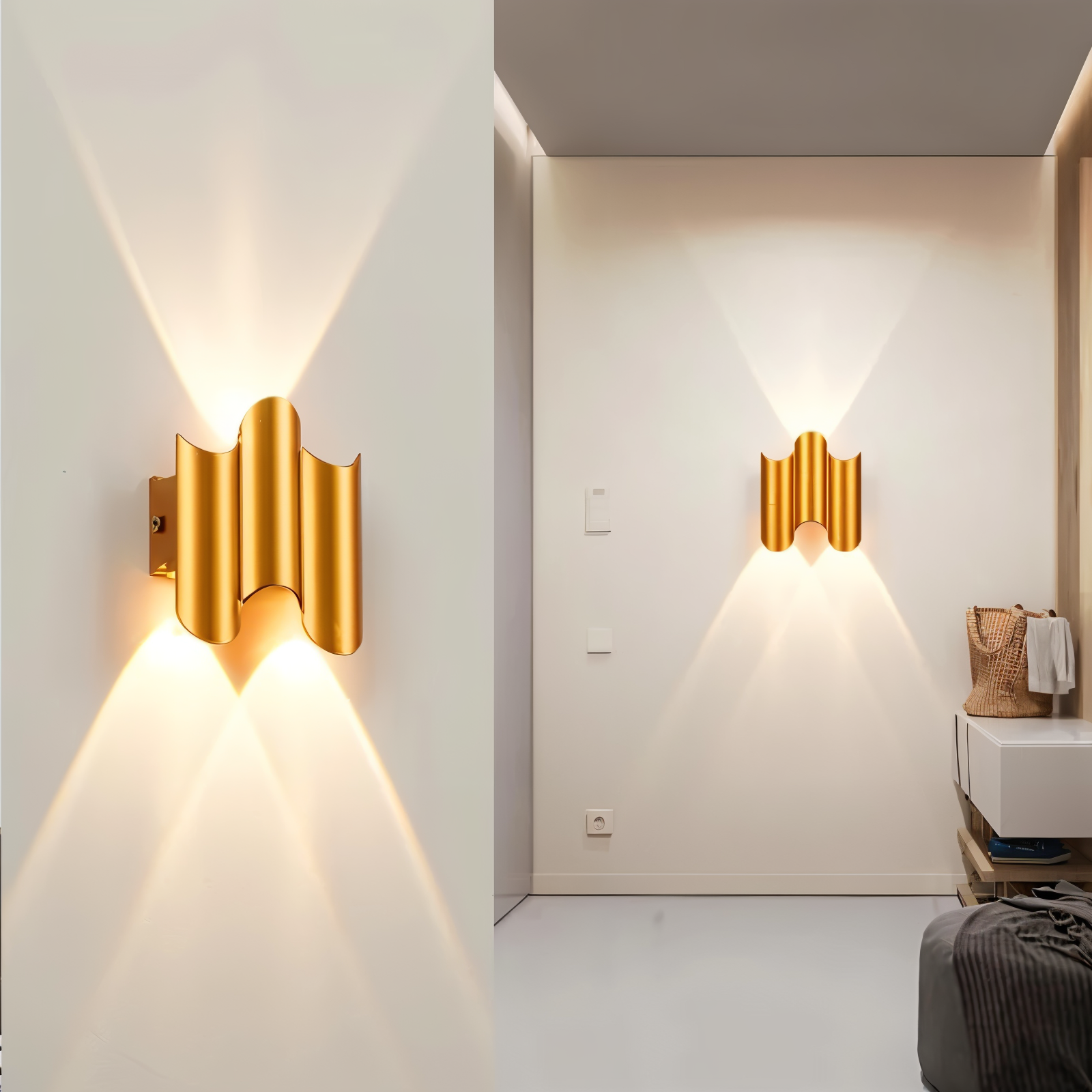 LuxeRay – Svart & Guld Vägglampa i Modern LED-design