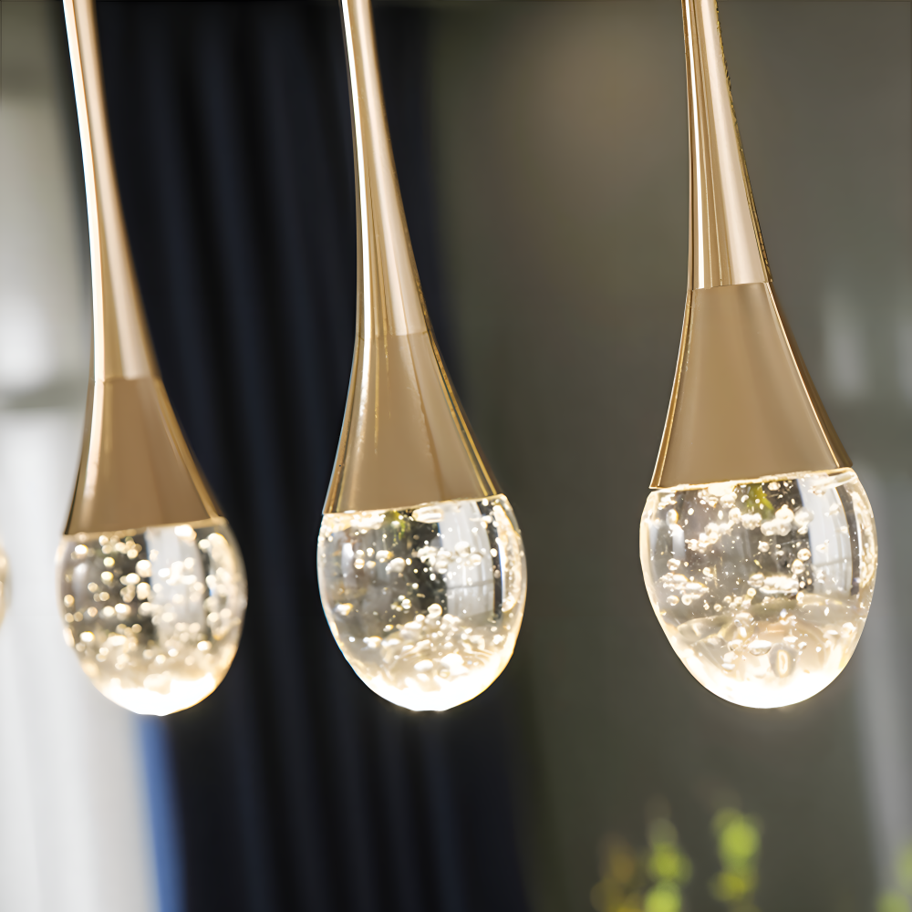 RainSphere – Glas Pendellampa i Svart & Guld med Kristallbubbla-design