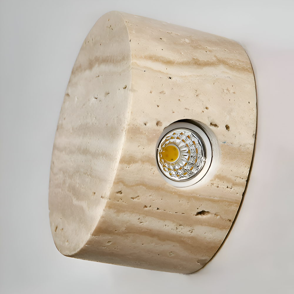 TerraLume – Beige Rund Vägglampa i Marmor med Wabi Sabi Design