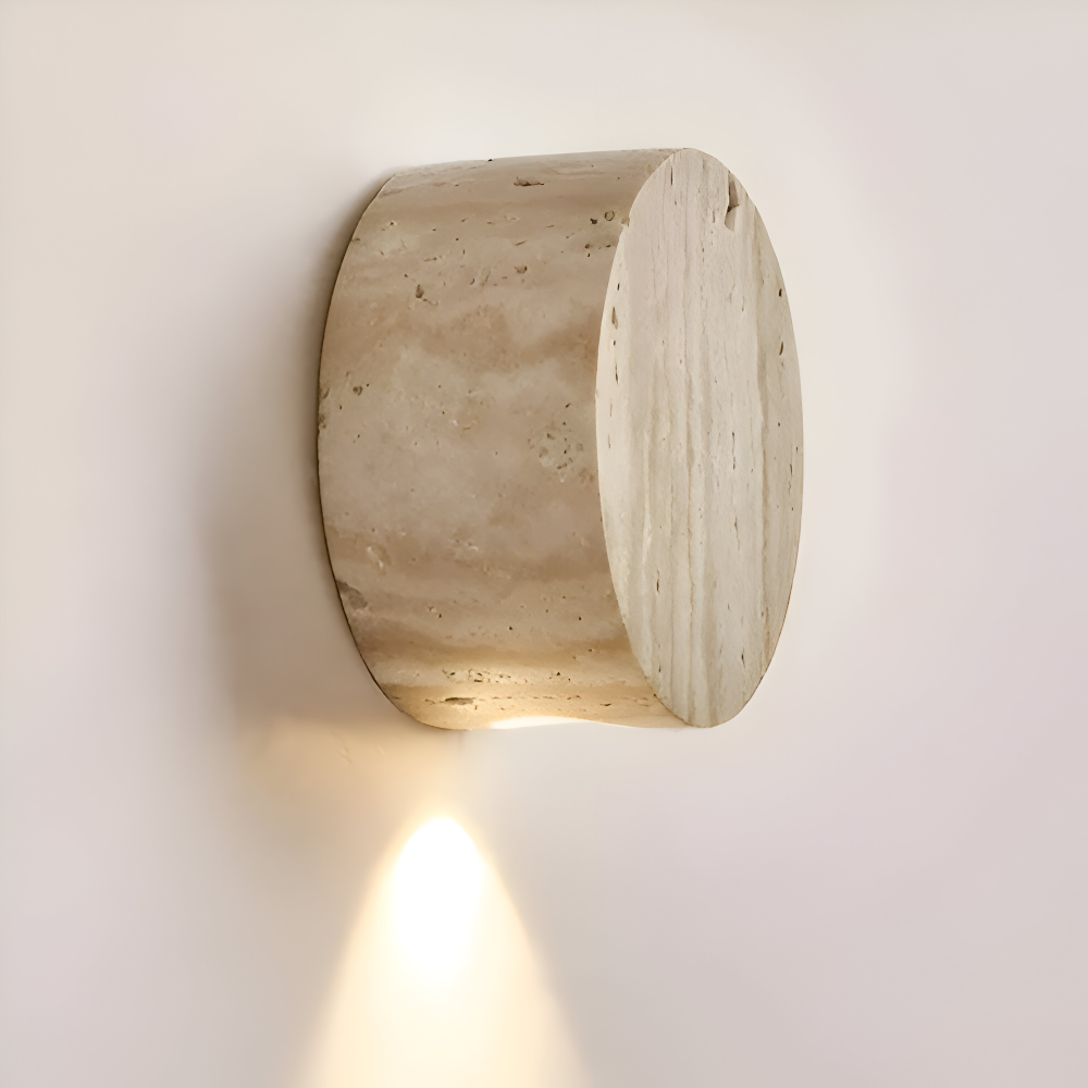 TerraLume – Beige Rund Vägglampa i Marmor med Wabi Sabi Design
