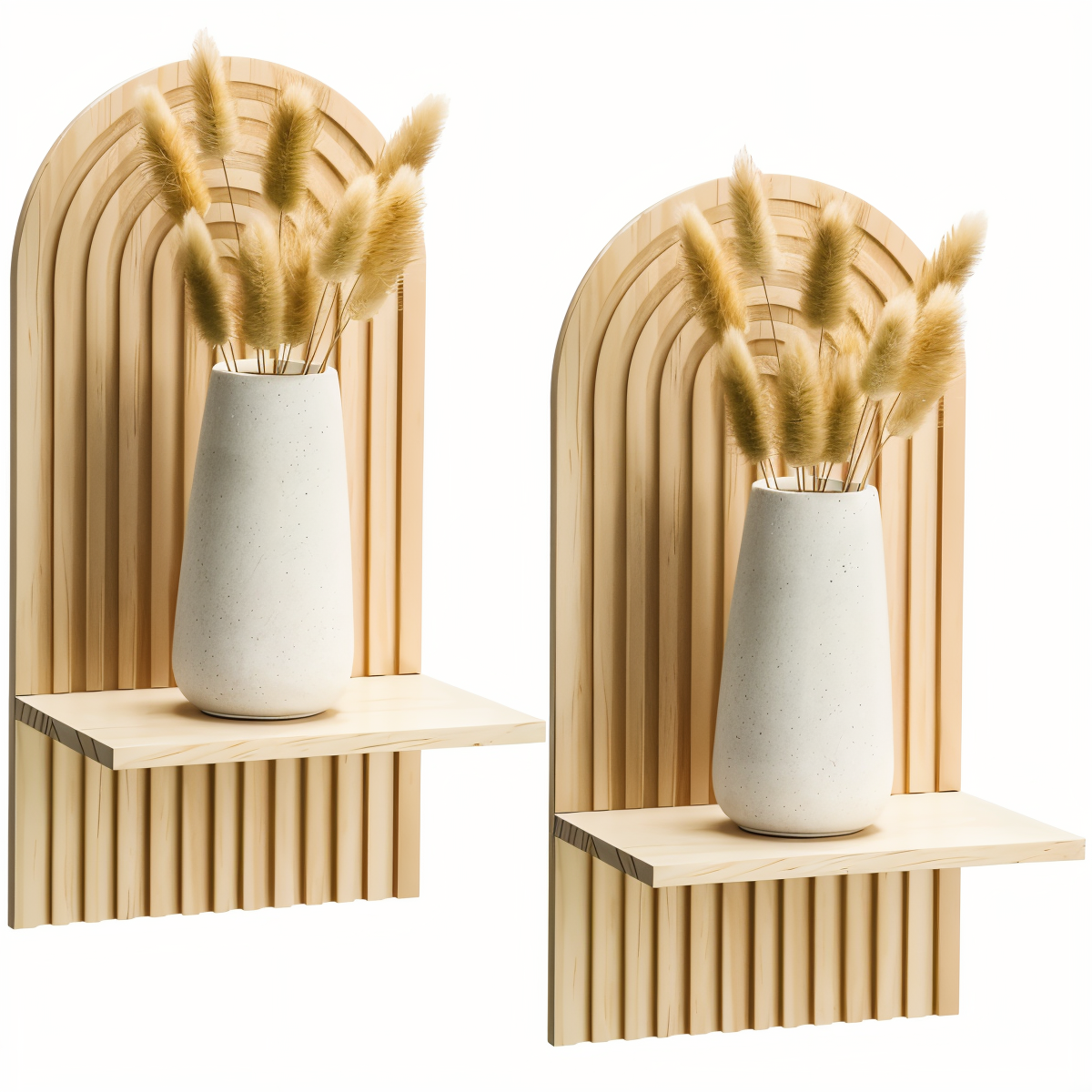 ArchiCurve Shelf – Minimalistisk Boho Trähylla i Skandinavisk Stil
