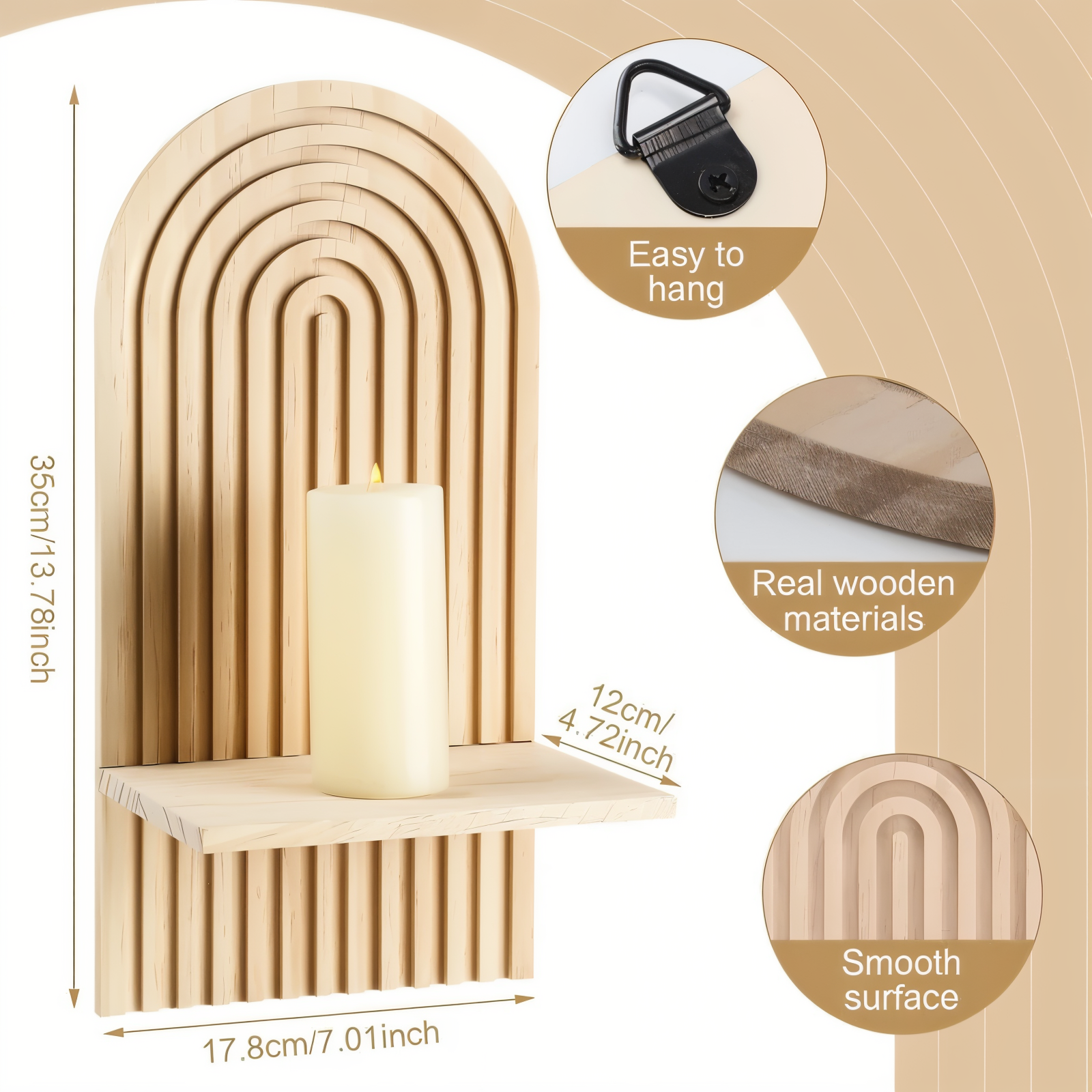 ArchiCurve Shelf – Minimalistisk Boho Trähylla i Skandinavisk Stil