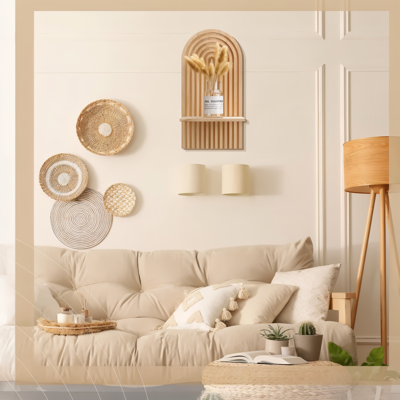 ArchiCurve Shelf – Minimalistisk Boho Trähylla i Skandinavisk Stil