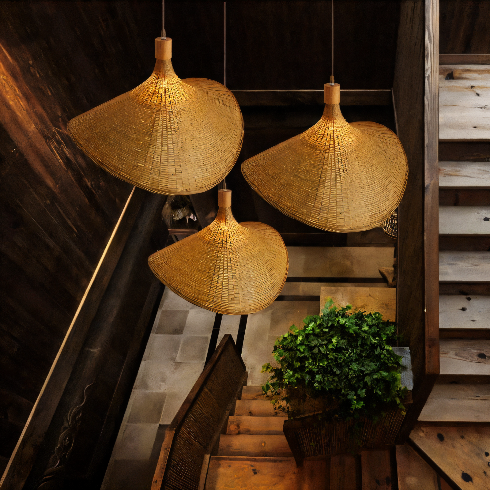 BambWicker – Handgjord Rattan Pendellampa i Naturlig Bambu