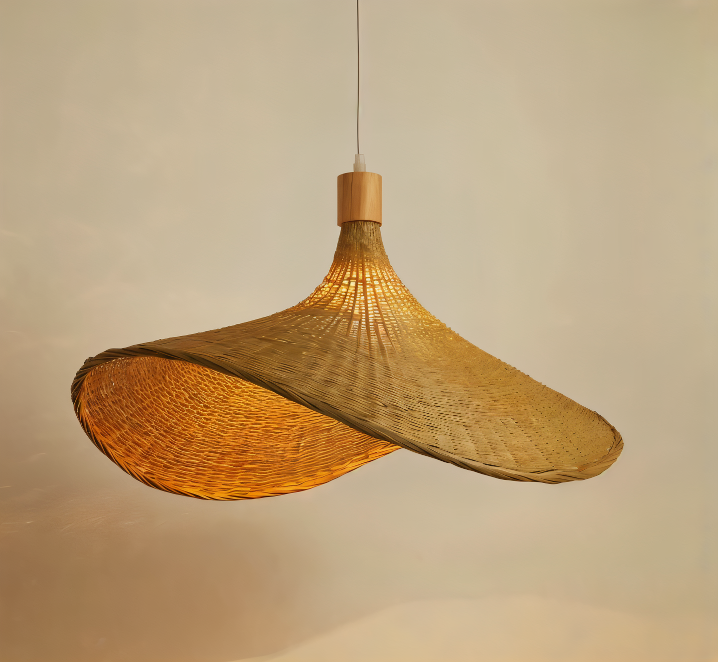 BambWicker – Handgjord Rattan Pendellampa i Naturlig Bambu