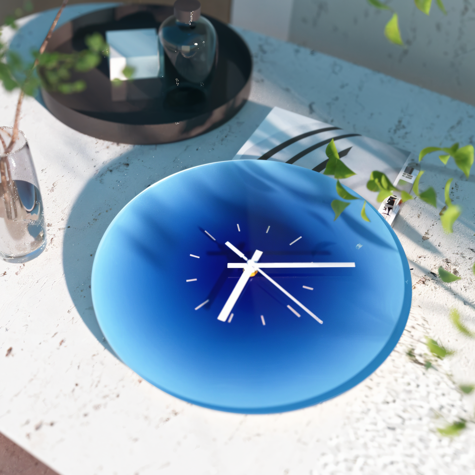 AuraSun Glow – Färgstark Tickfri Glasväggklocka
