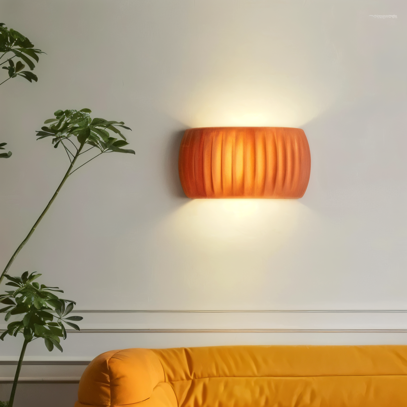 ColoraRib – Grön Ribbad Vägglampa i Harz med Macaron Design & Nordisk LED Belysning