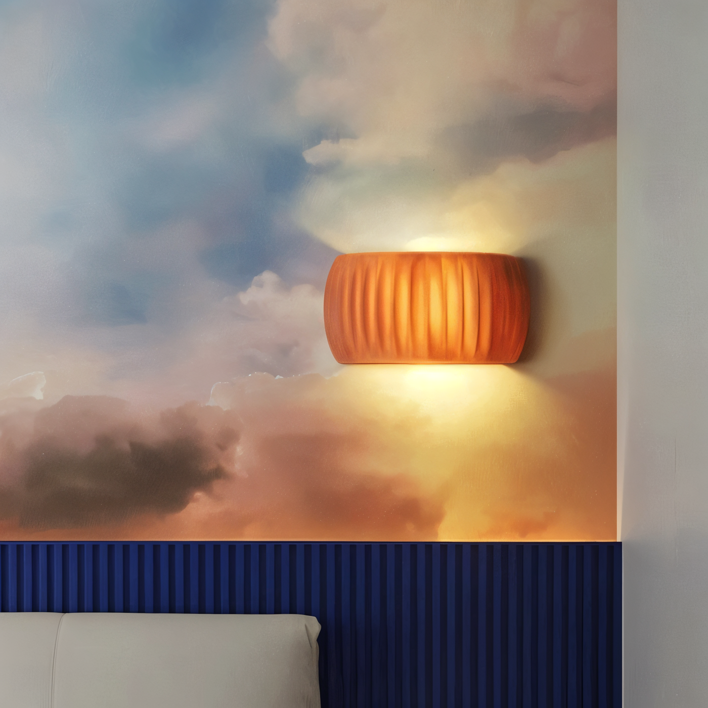 ColoraRib – Grön Ribbad Vägglampa i Harz med Macaron Design & Nordisk LED Belysning