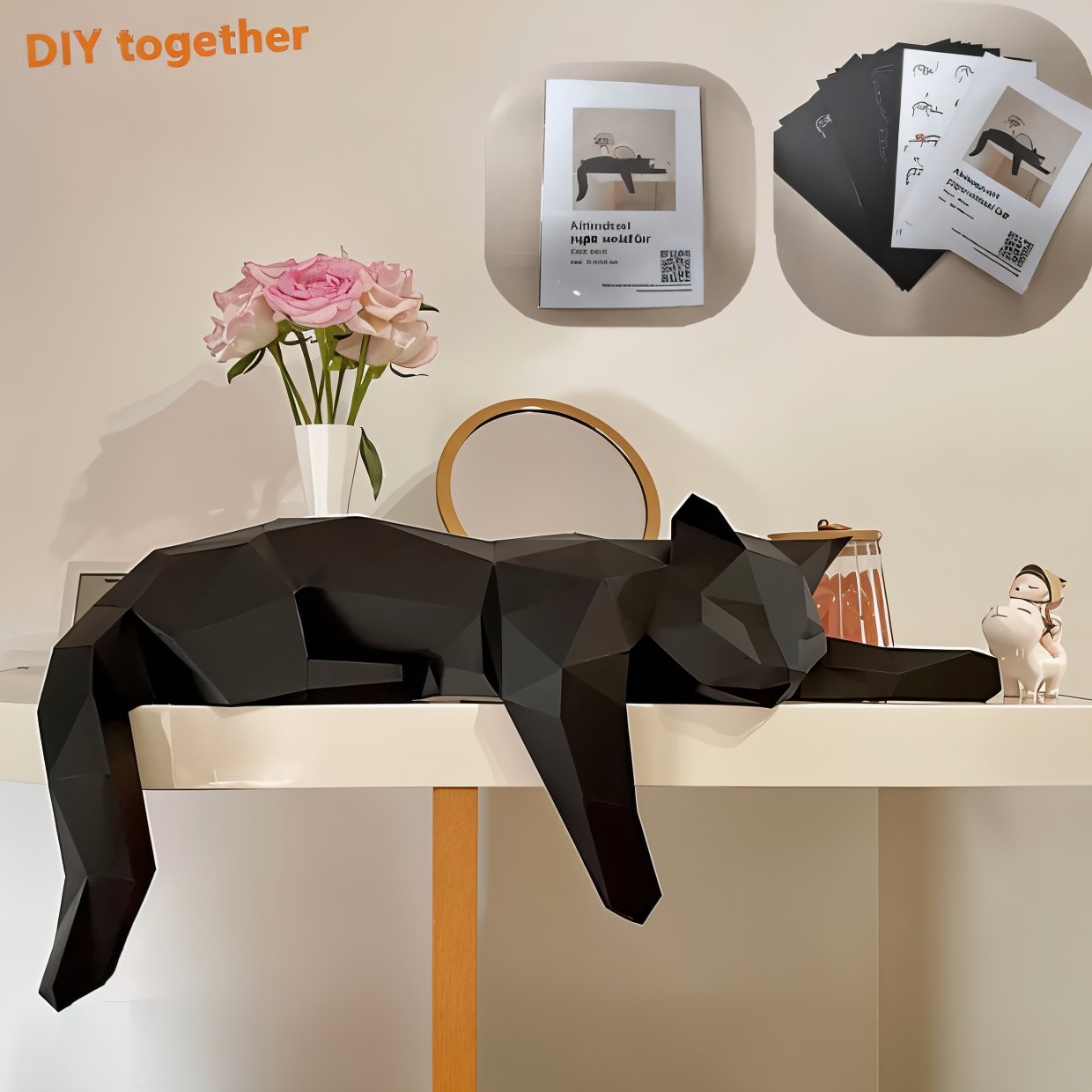 OriKat DIY – Modern 3D-Origamikatt för Kreativ Inredning