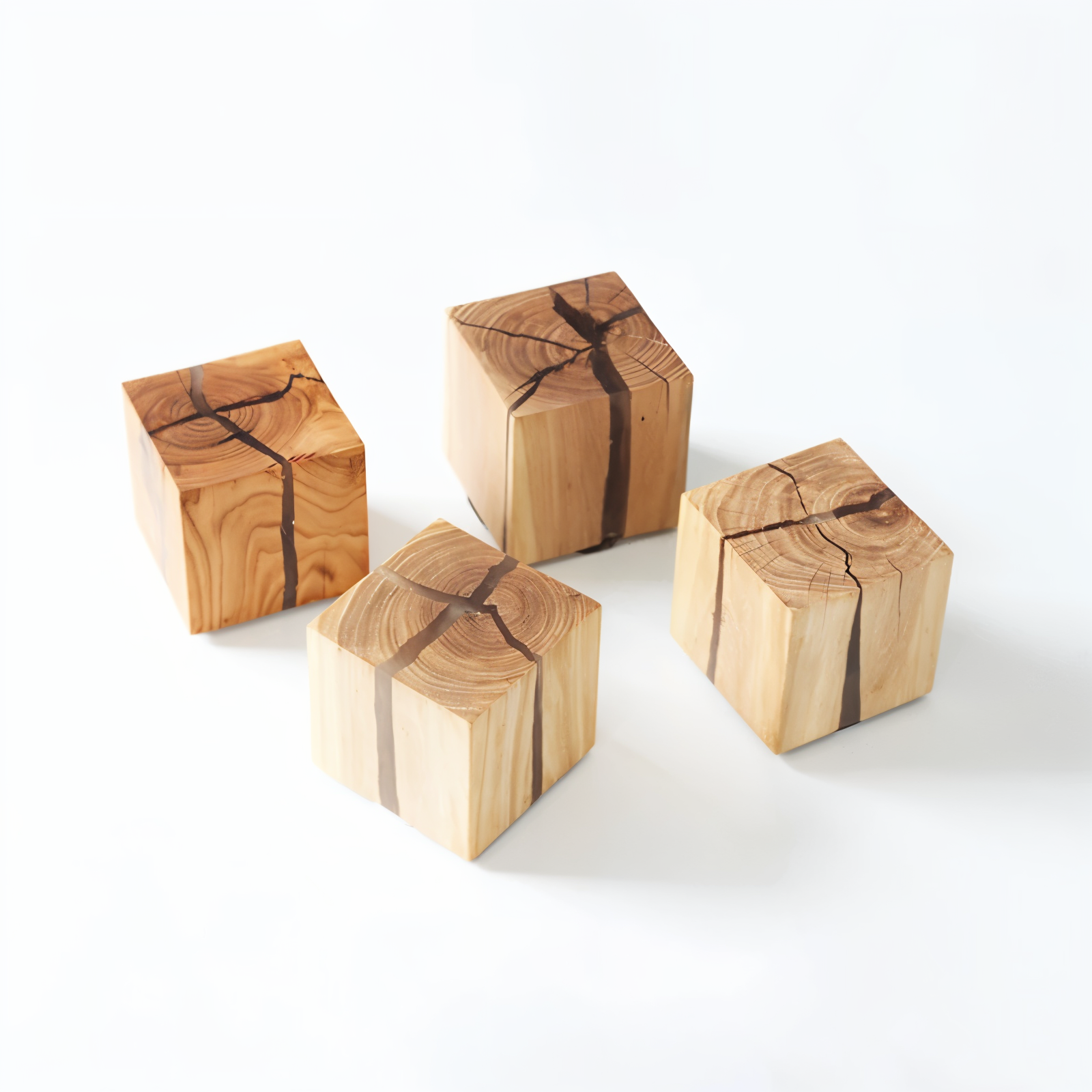 QuadCrackle – Handgjord Vägglampa i Trä med Konstnärlig Crackle-design