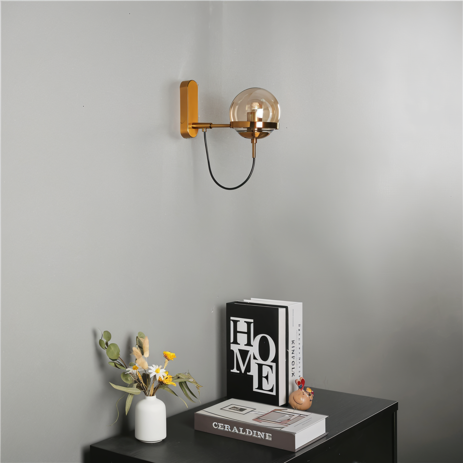 ScandiShine – Vägglampa i Glasglob med Nordisk Design och LED-belysning för Inomhusbruk