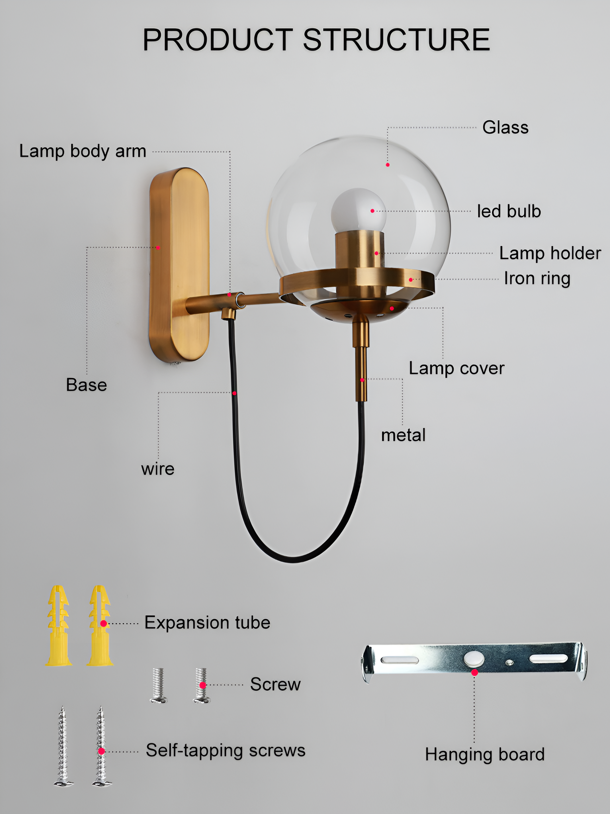 ScandiShine – Vägglampa i Glasglob med Nordisk Design och LED-belysning för Inomhusbruk