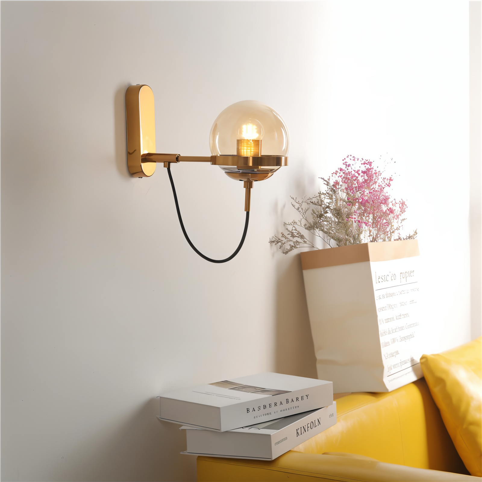 ScandiShine – Vägglampa i Glasglob med Nordisk Design och LED-belysning för Inomhusbruk