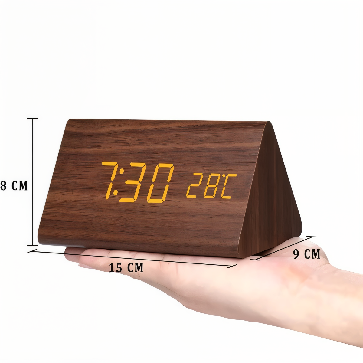WakeyWood – Modern LED-Väckarklocka med Digital Display