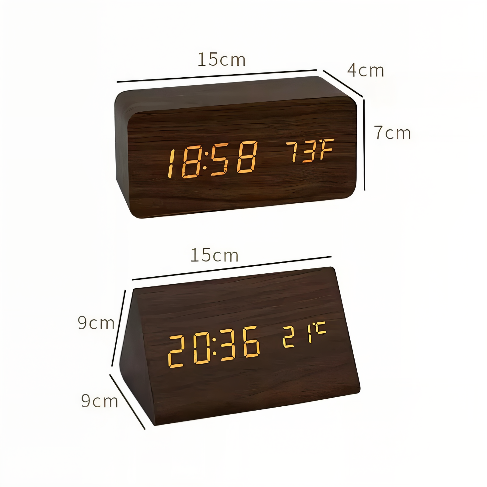 WakeyWood – Modern LED-Väckarklocka med Digital Display