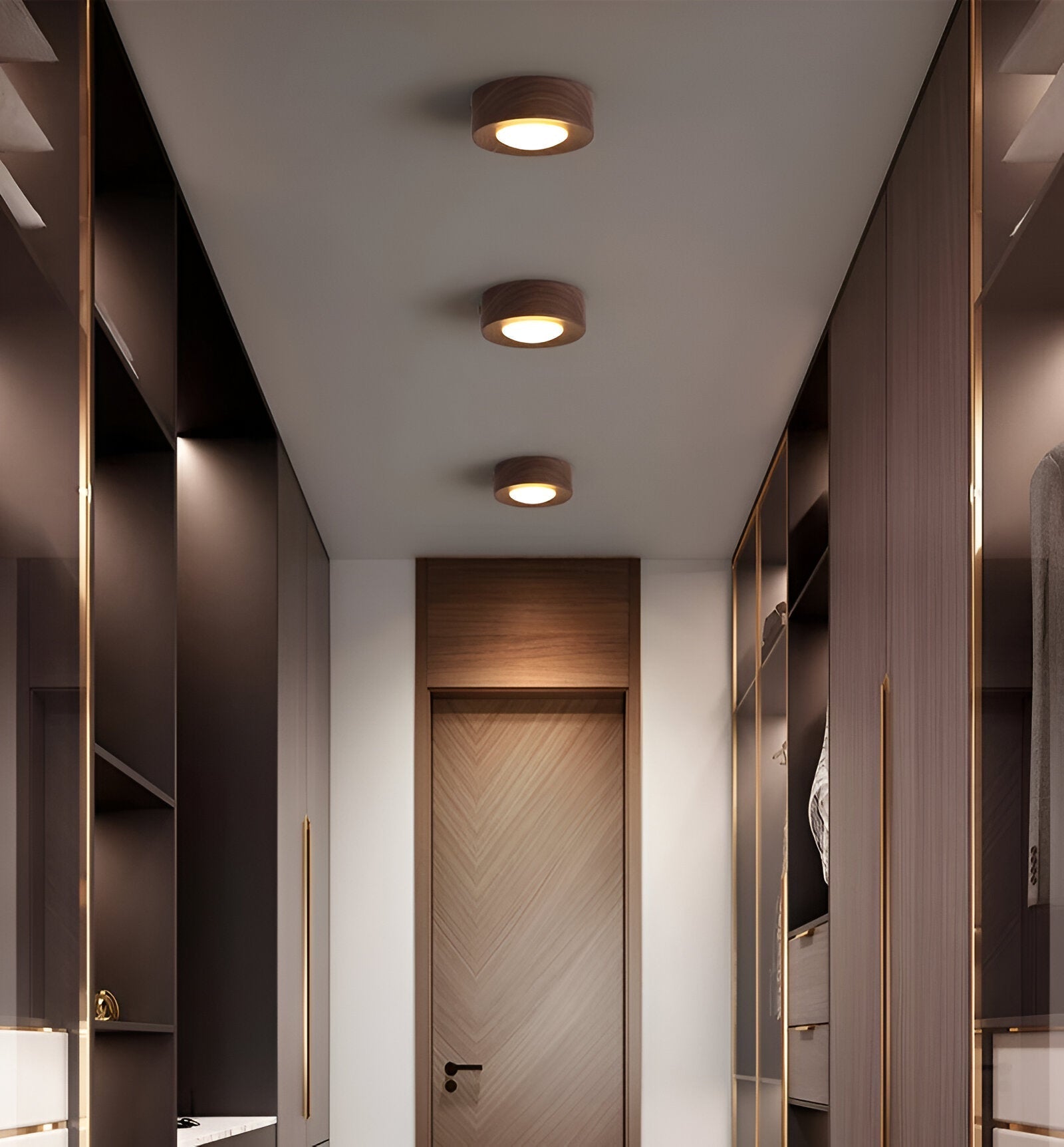 WoodSpot – LED Taklampa i Valnötsträ med Modern Spotlightdesign