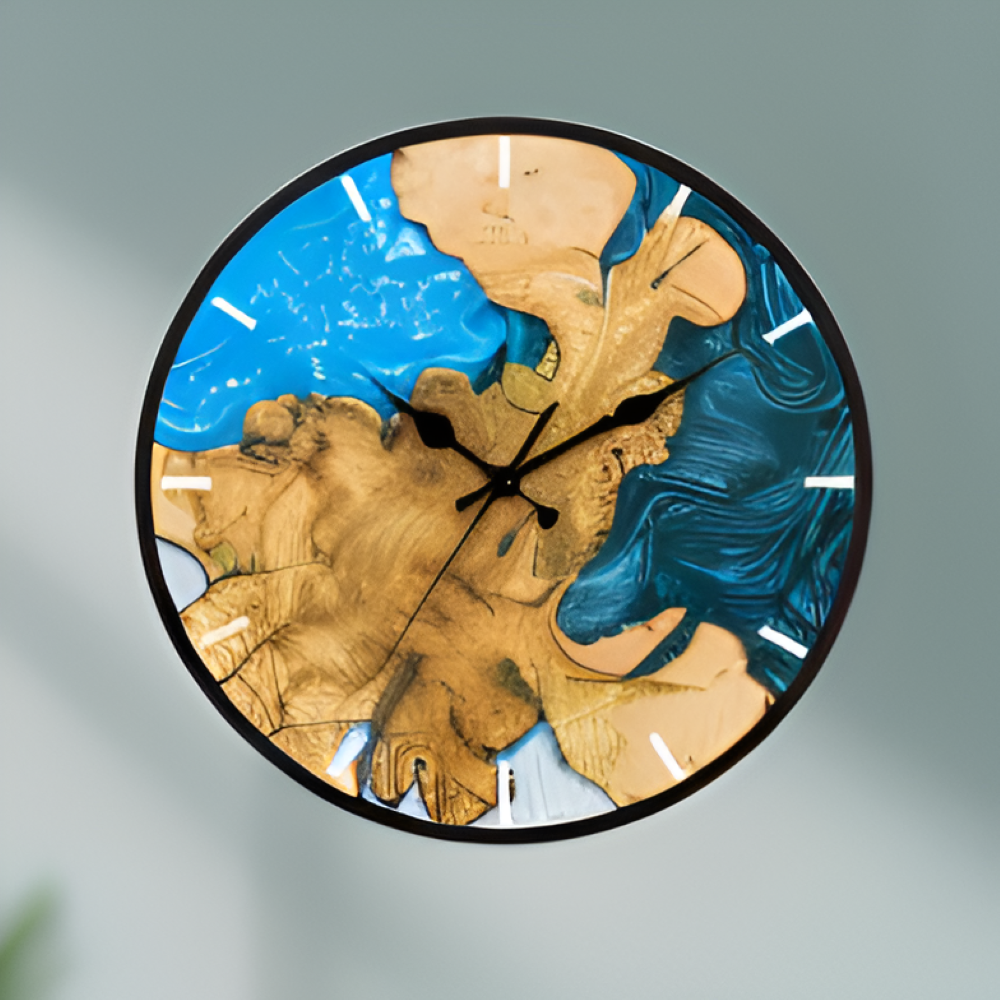 TimberHoop Essence – Minimalistisk Akrylväggklocka med Trästruktur