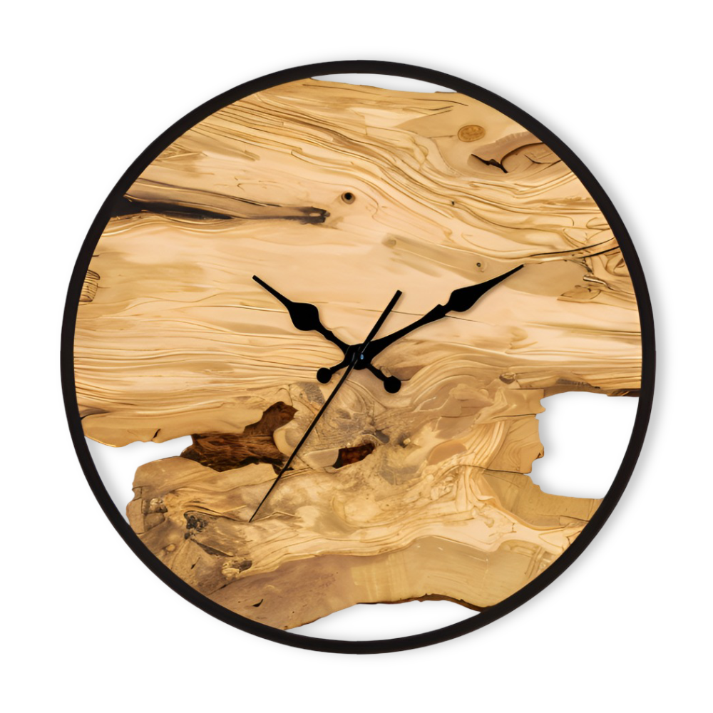 TimberHoop Essence – Minimalistisk Akrylväggklocka med Trästruktur