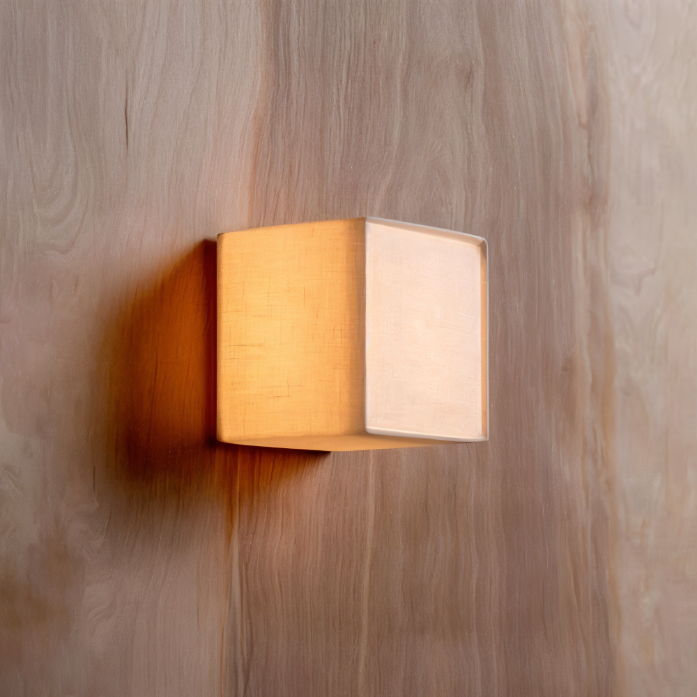 ZenWeave – Vägglampa i Tyg med Japansk Kvadratisk Design och Integrerad LED