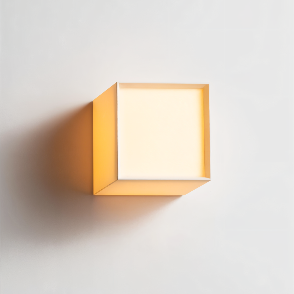 ZenWeave – Vägglampa i Tyg med Japansk Kvadratisk Design och Integrerad LED