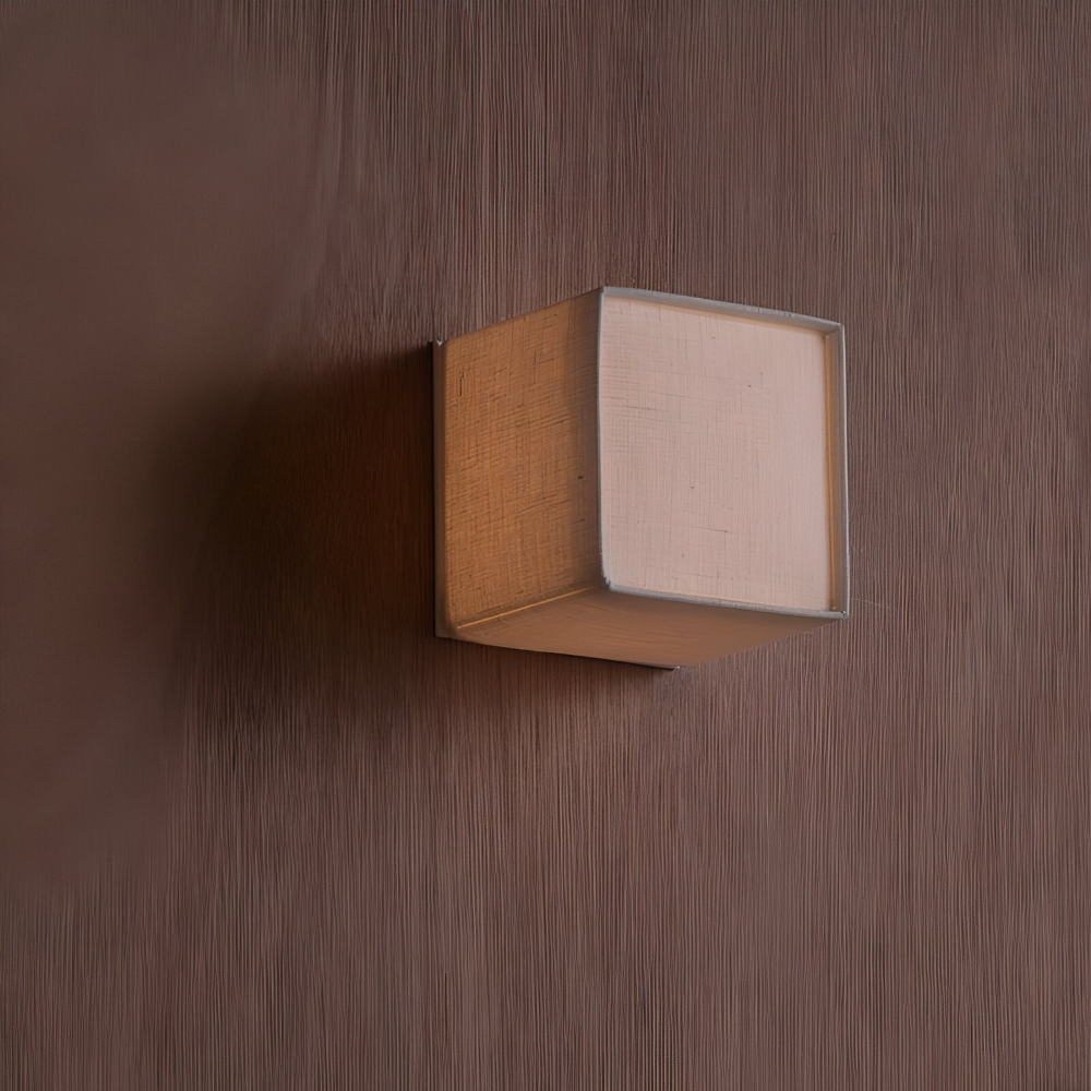 ZenWeave – Vägglampa i Tyg med Japansk Kvadratisk Design och Integrerad LED