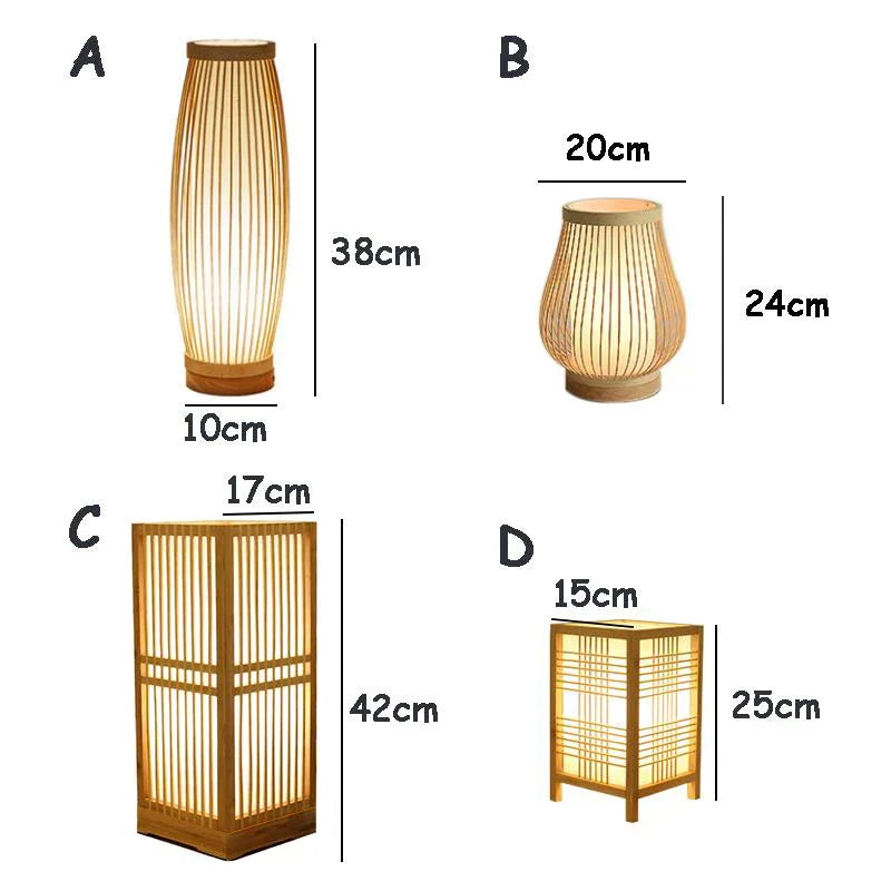 Zenro Bordslampa i Bambu & Trä – Japansk Design för Lugn Atmosfär