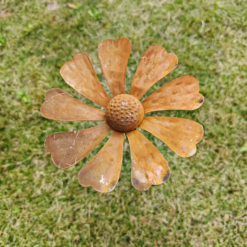Rustik trädgårdspåle i metall med kamomillblomma 65 cm