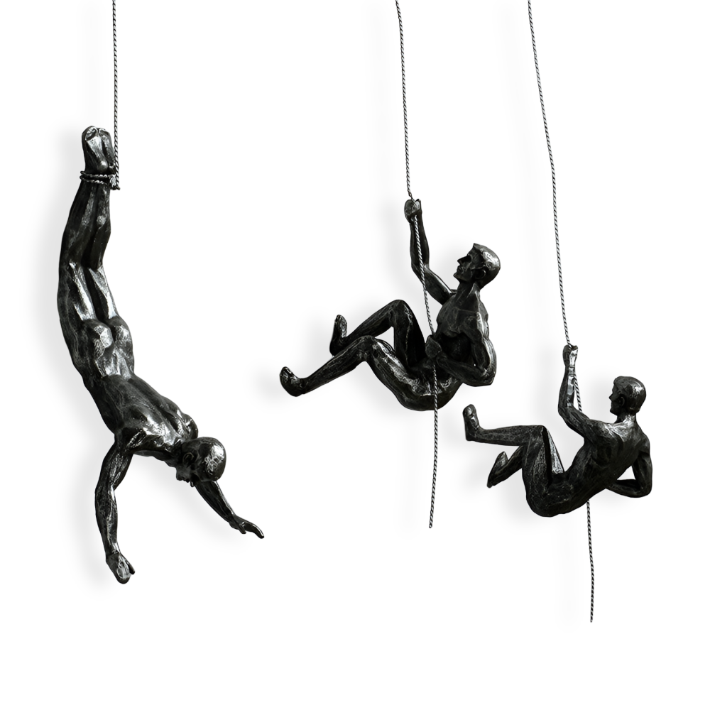 ClimbArt Väggskulptur Set – Kreativt Klättrande Man Motiv i Resin