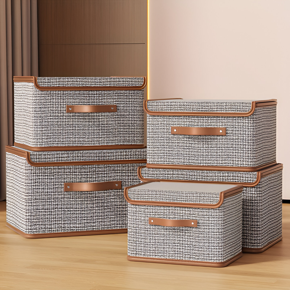 Lunexa – Stor Förvaringslåda med Lock i Tyg, Hopfällbar & Stilren