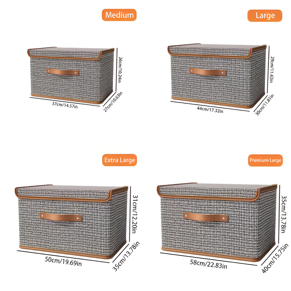 Lunexa – Stor Förvaringslåda med Lock i Tyg, Hopfällbar & Stilren