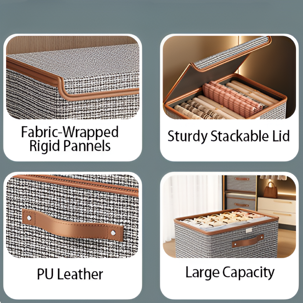 Lunexa – Stor Förvaringslåda med Lock i Tyg, Hopfällbar & Stilren