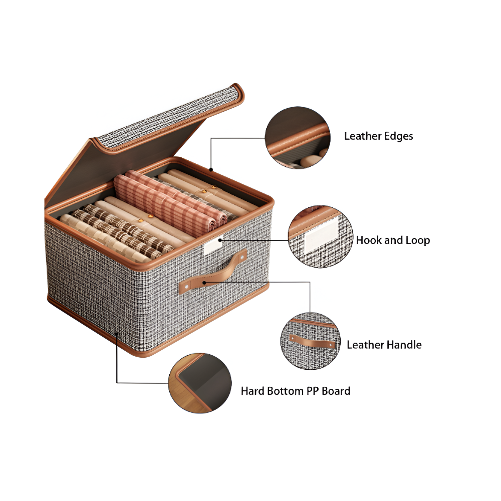 Lunexa – Stor Förvaringslåda med Lock i Tyg, Hopfällbar & Stilren