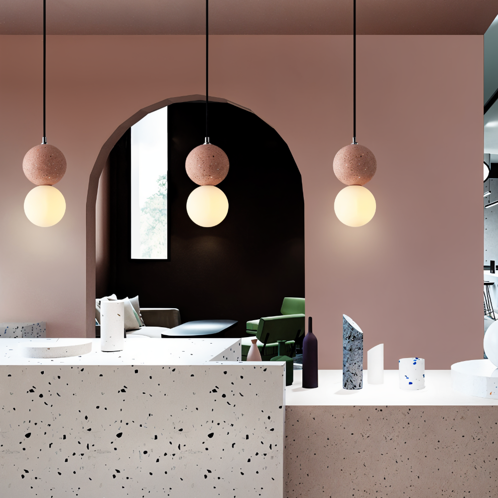 Glasora – Dubbelskulpterad Pendellampa i Glas och Metall